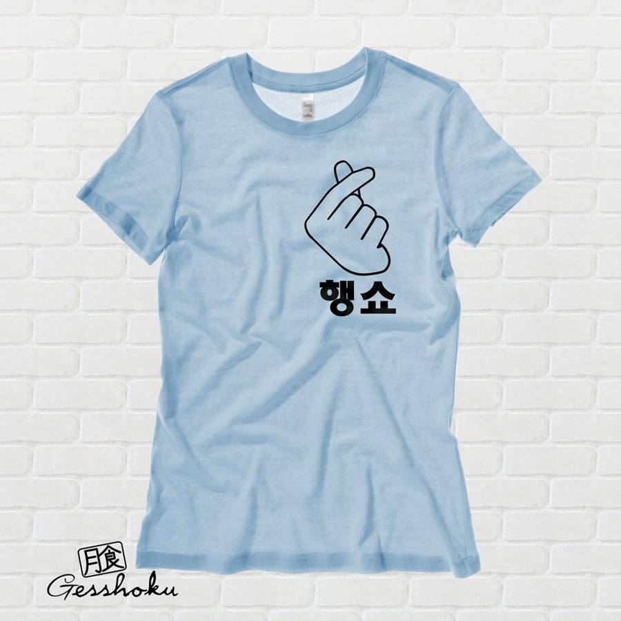 Peace Out "Haengsho" Korean Ladies T-shirt - Light Blue