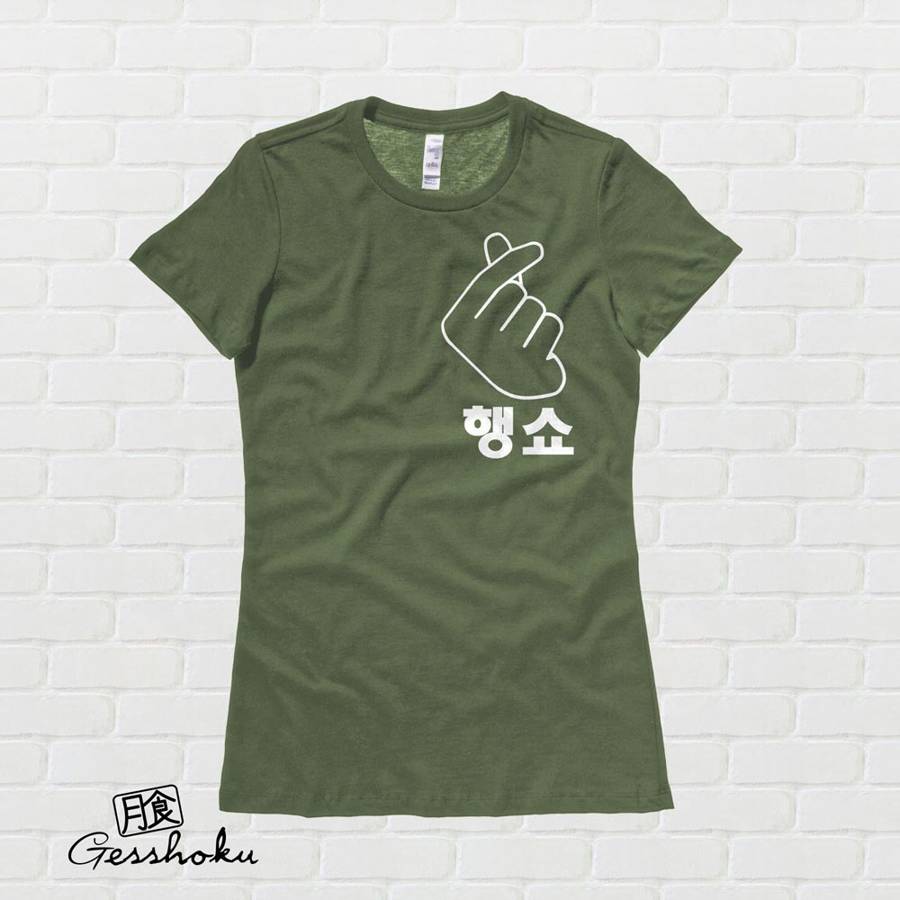 Peace Out "Haengsho" Korean Ladies T-shirt - Olive Green