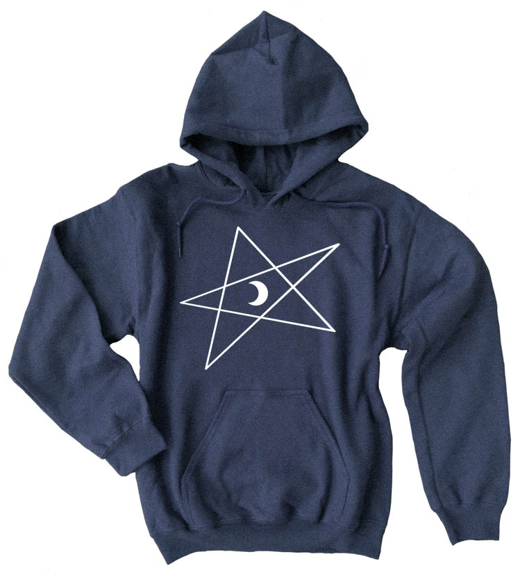 5-Pointed Moon Star Pullover Hoodie - Heather Navy