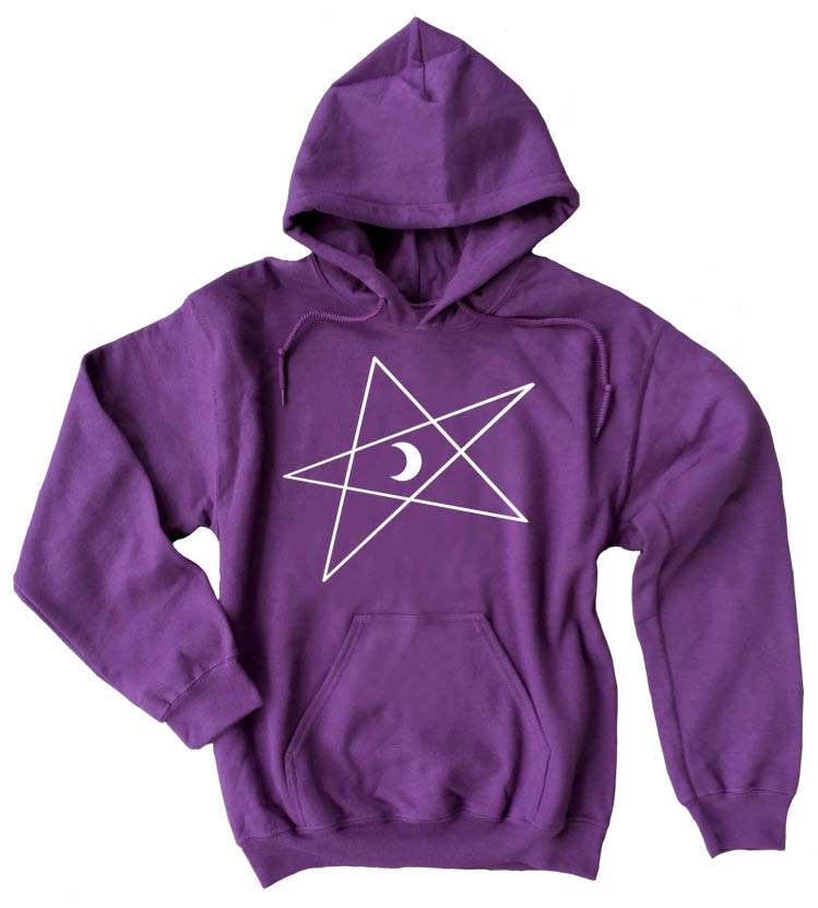 5-Pointed Moon Star Pullover Hoodie - Purple