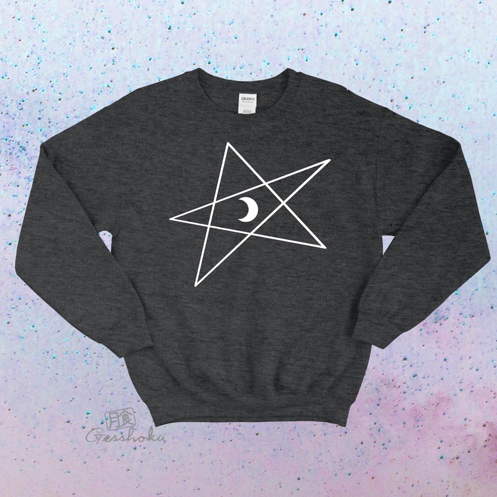5-Pointed Moon Star Crewneck Sweatshirt - Heather Black