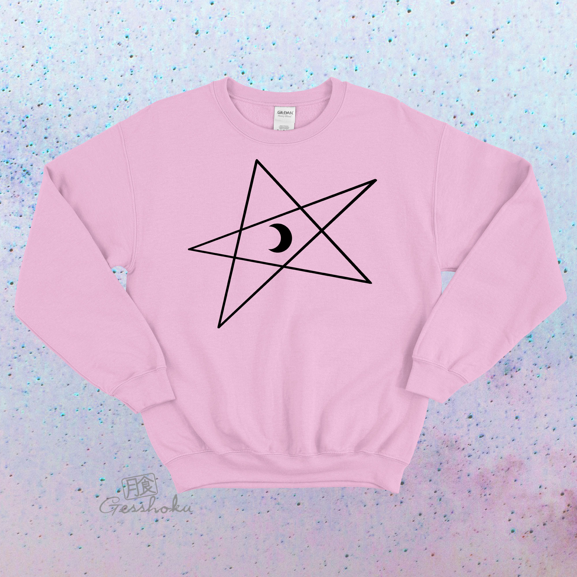 5-Pointed Moon Star Crewneck Sweatshirt - Light Pink