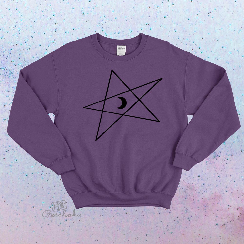 5-Pointed Moon Star Crewneck Sweatshirt - Purple
