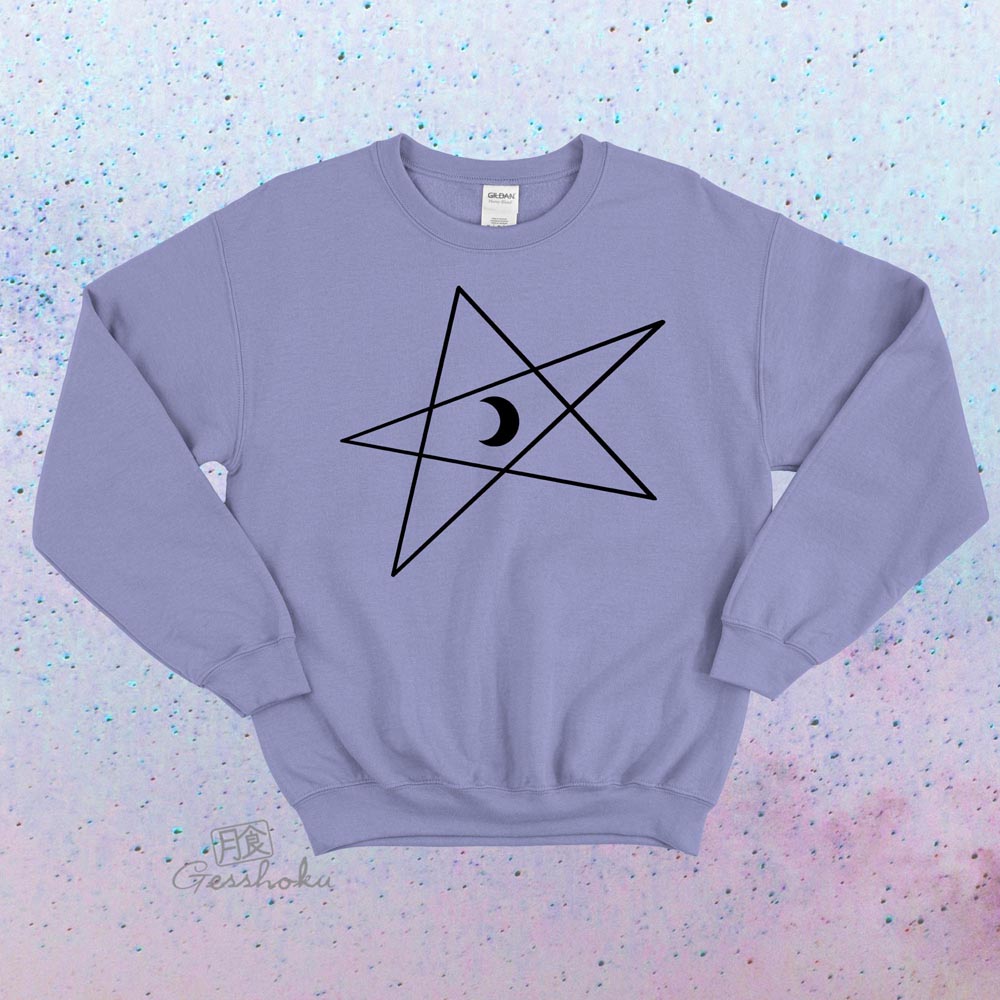 5-Pointed Moon Star Crewneck Sweatshirt - Violet