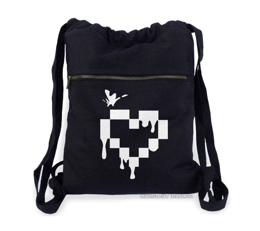 Pixel Heart Cinch Backpack - Black