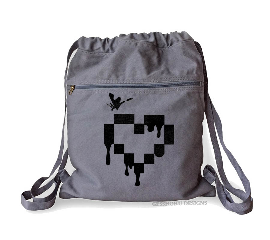 Pixel Heart Cinch Backpack - Smoke Grey