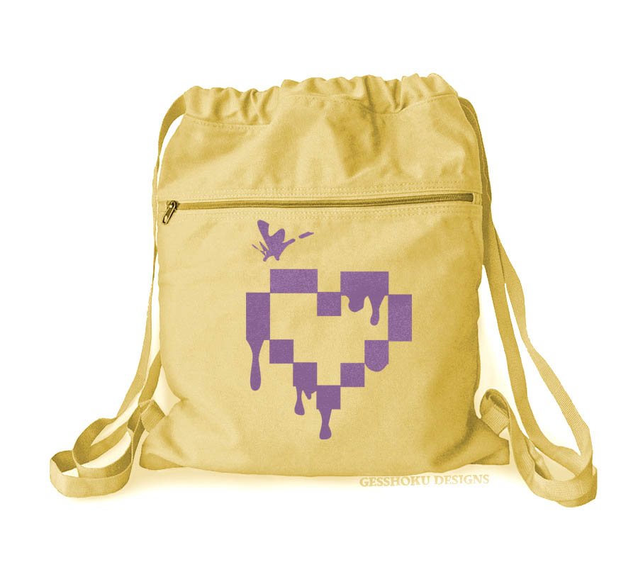 Pixel Heart Cinch Backpack - Yellow