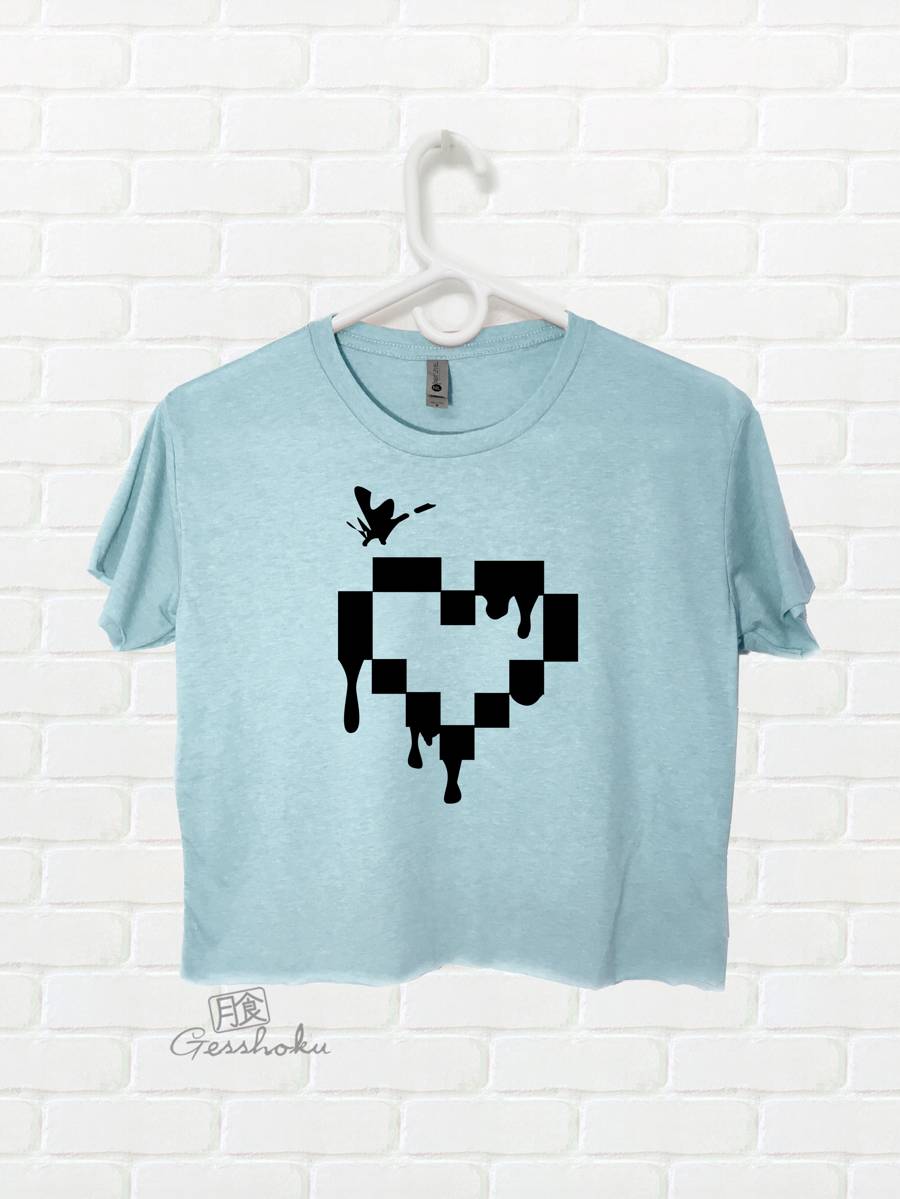 Pixel Hearts Crop Top T-shirt - Blue