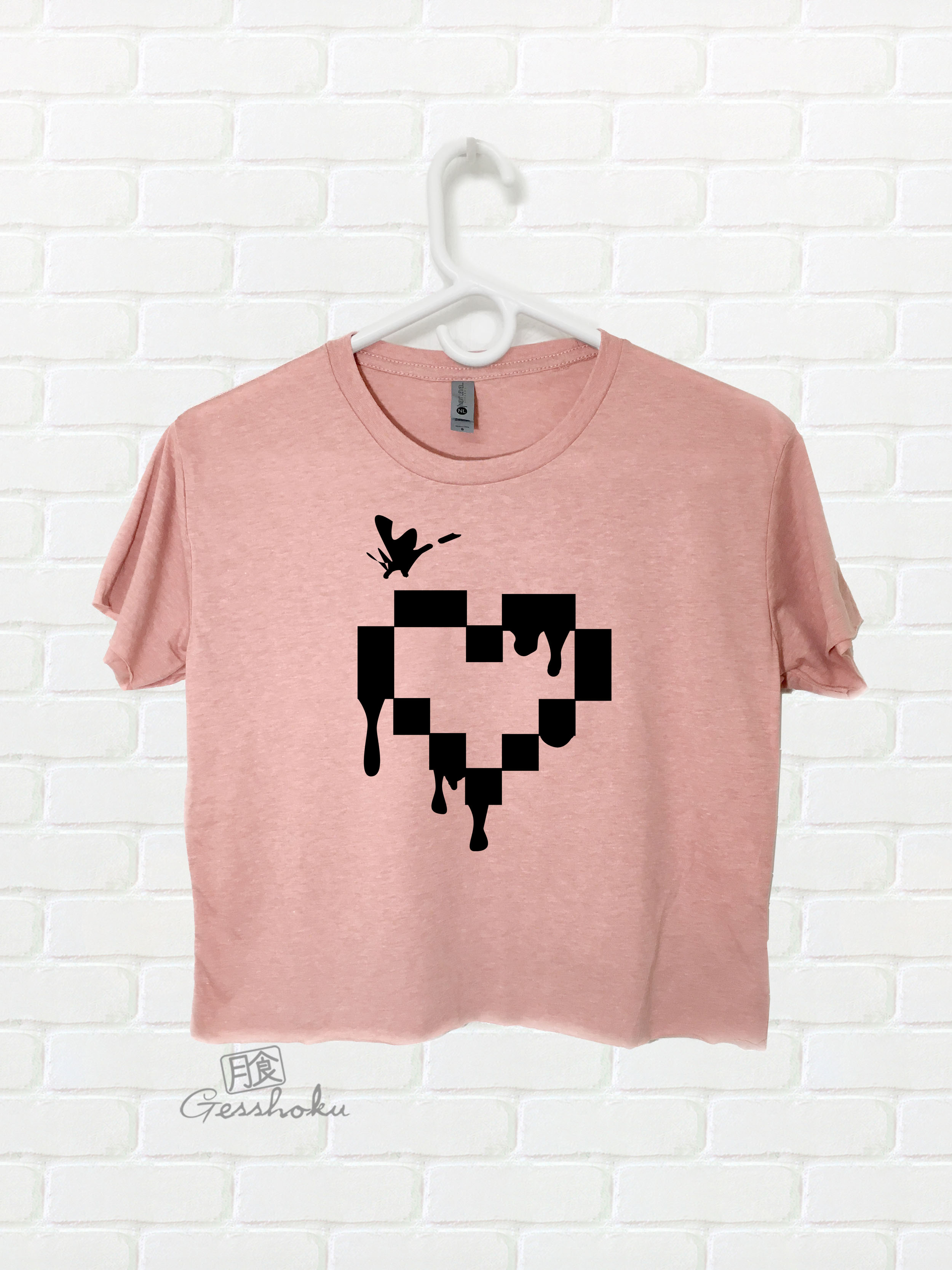 Pixel Hearts Crop Top T-shirt - Pink