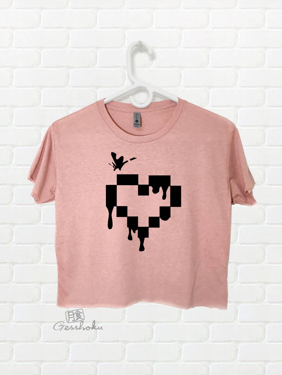 Pixel Hearts Crop Top T-shirt - Pink