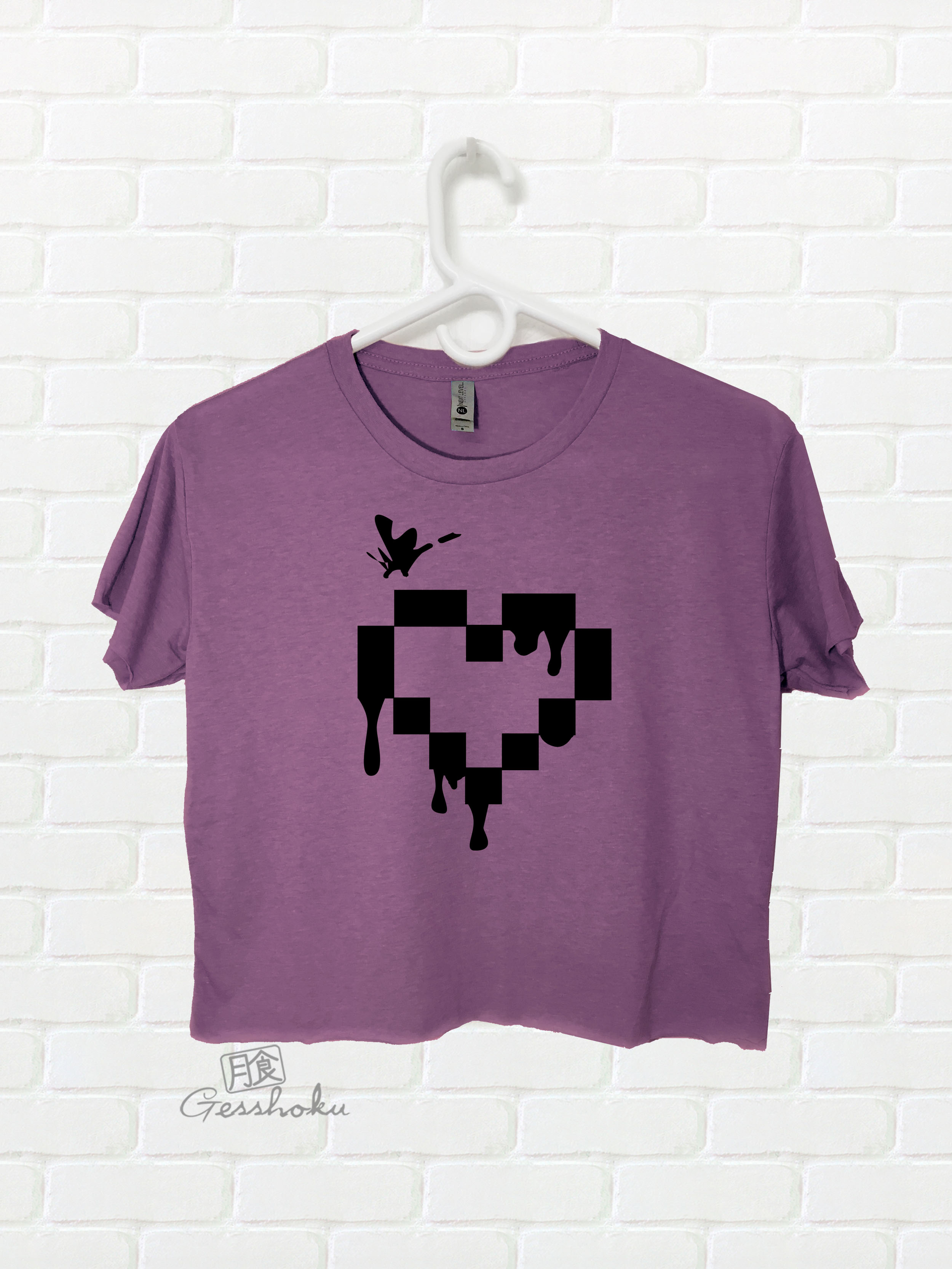 Pixel Hearts Crop Top T-shirt - Purple
