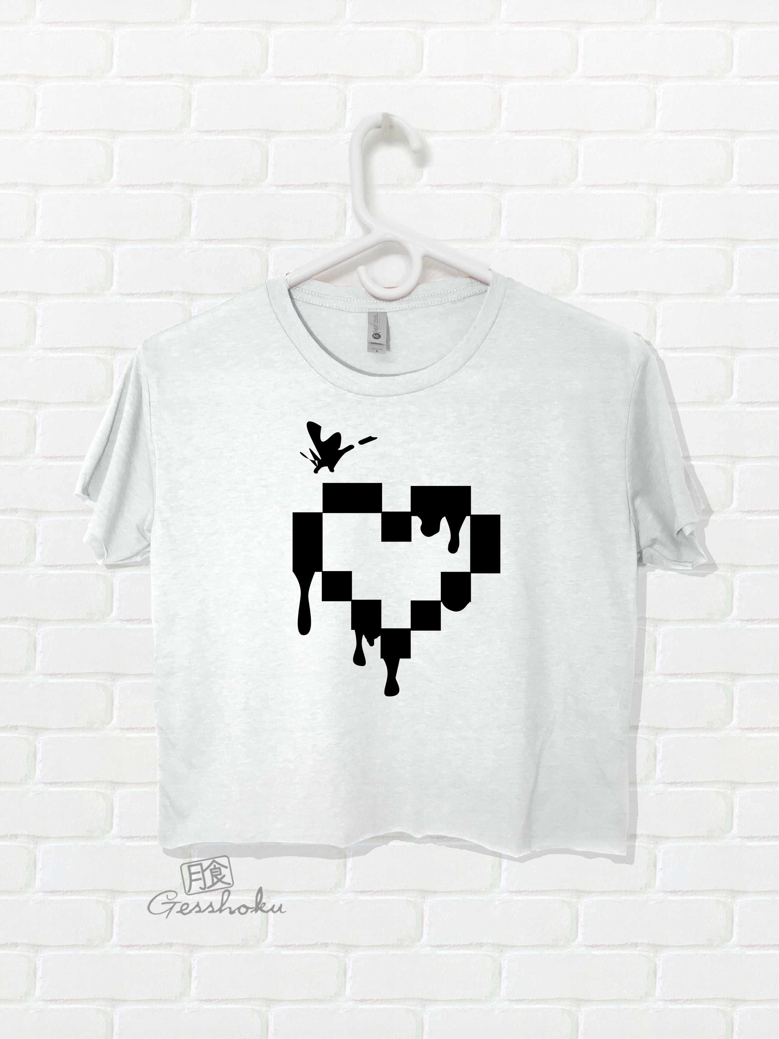Pixel Hearts Crop Top T-shirt - White