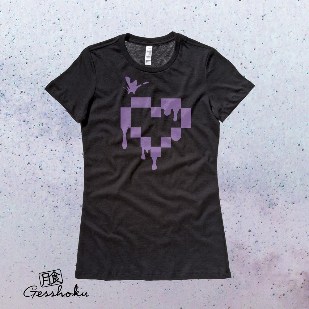 Pixel Drops Heart Ladies T-shirt - Black/Purple