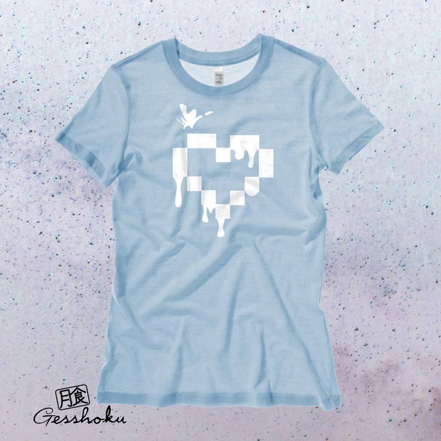 Pixel Drops Heart Ladies T-shirt - Light Blue