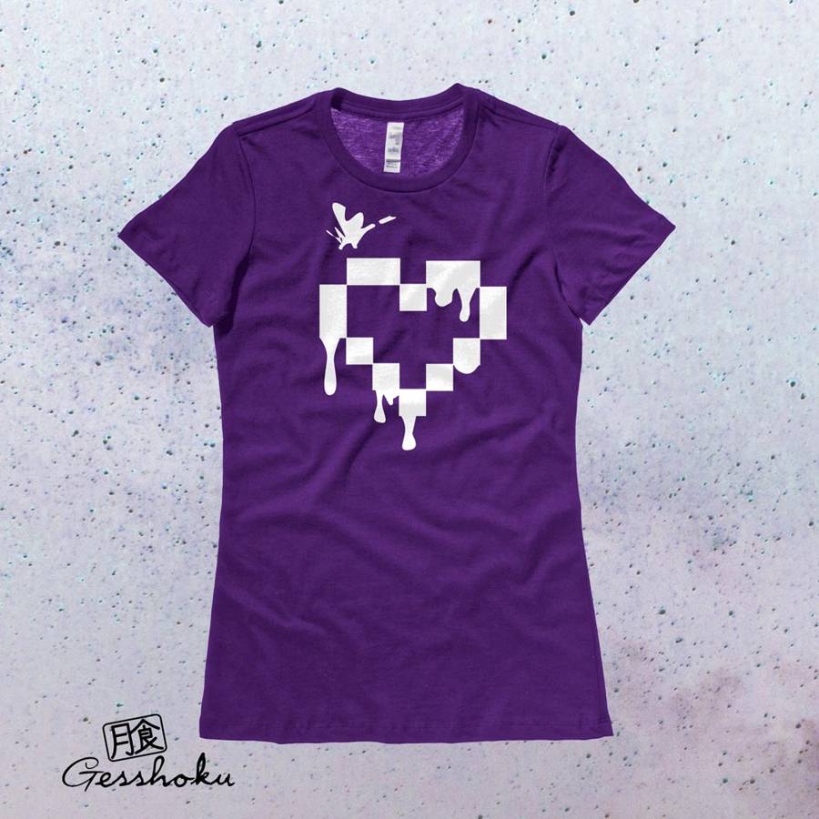 Pixel Drops Heart Ladies T-shirt - Purple