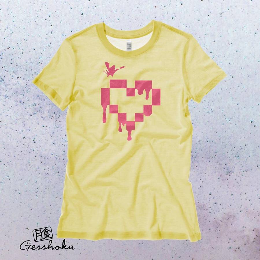 Pixel Drops Heart Ladies T-shirt - Yellow