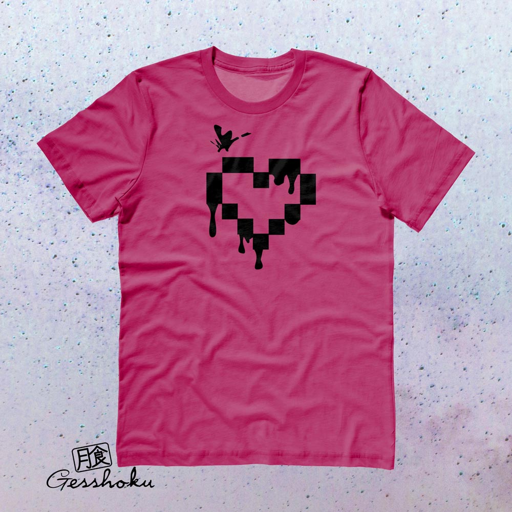 Pixel Drops Heart T-shirt - Hot Pink