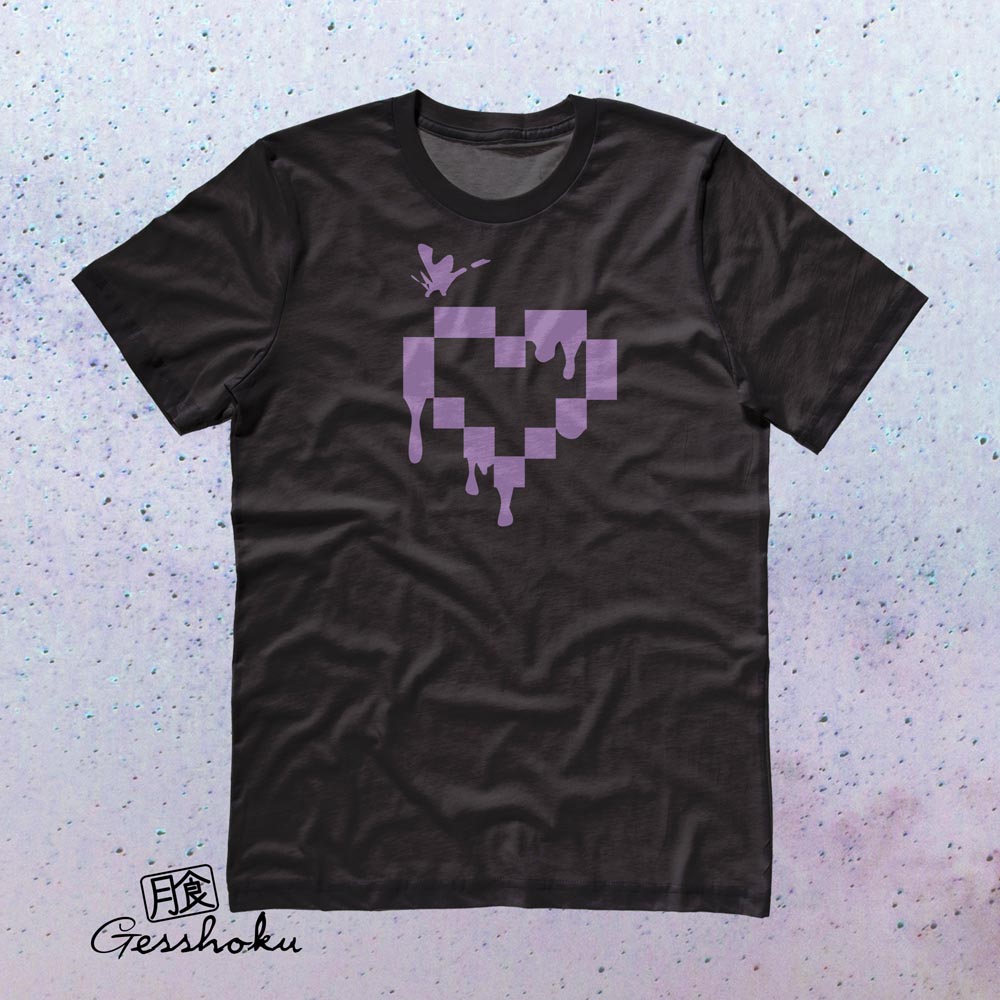 Pixel Drops Heart T-shirt - Black/Purple
