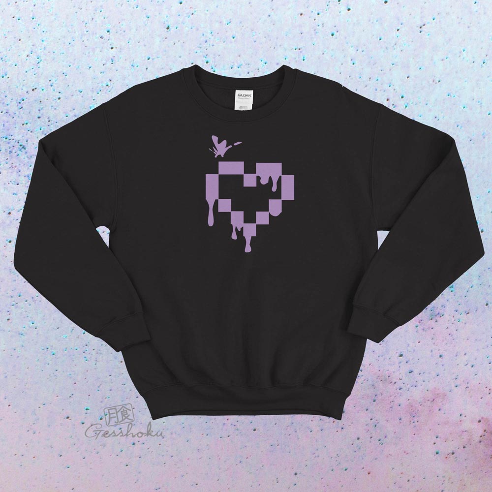 Pixel Drops Heart Crewneck Sweatshirt - Purple/Black