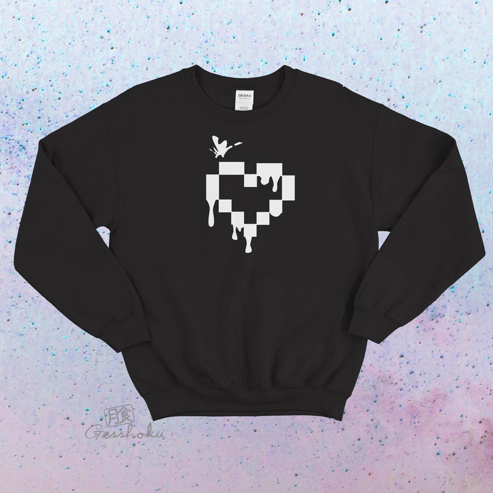 Pixel Drops Heart Crewneck Sweatshirt - White/Black