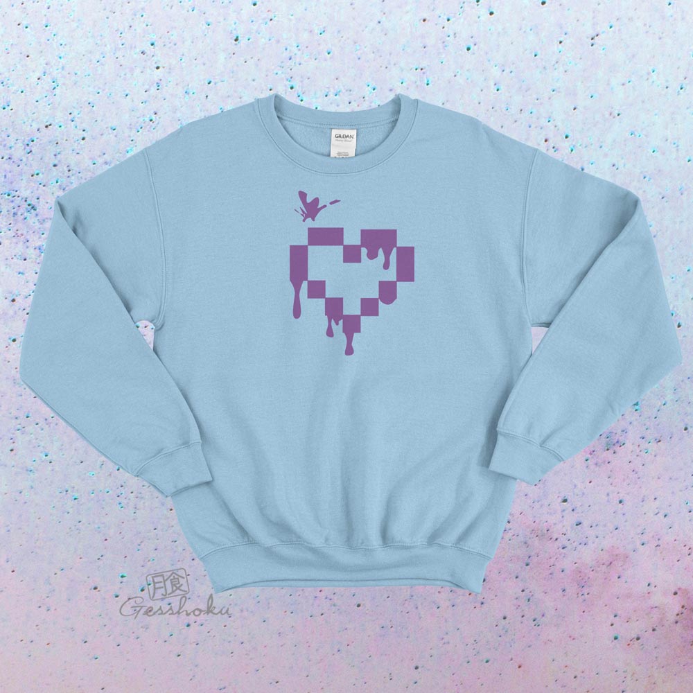 Pixel Drops Heart Crewneck Sweatshirt - Light Blue