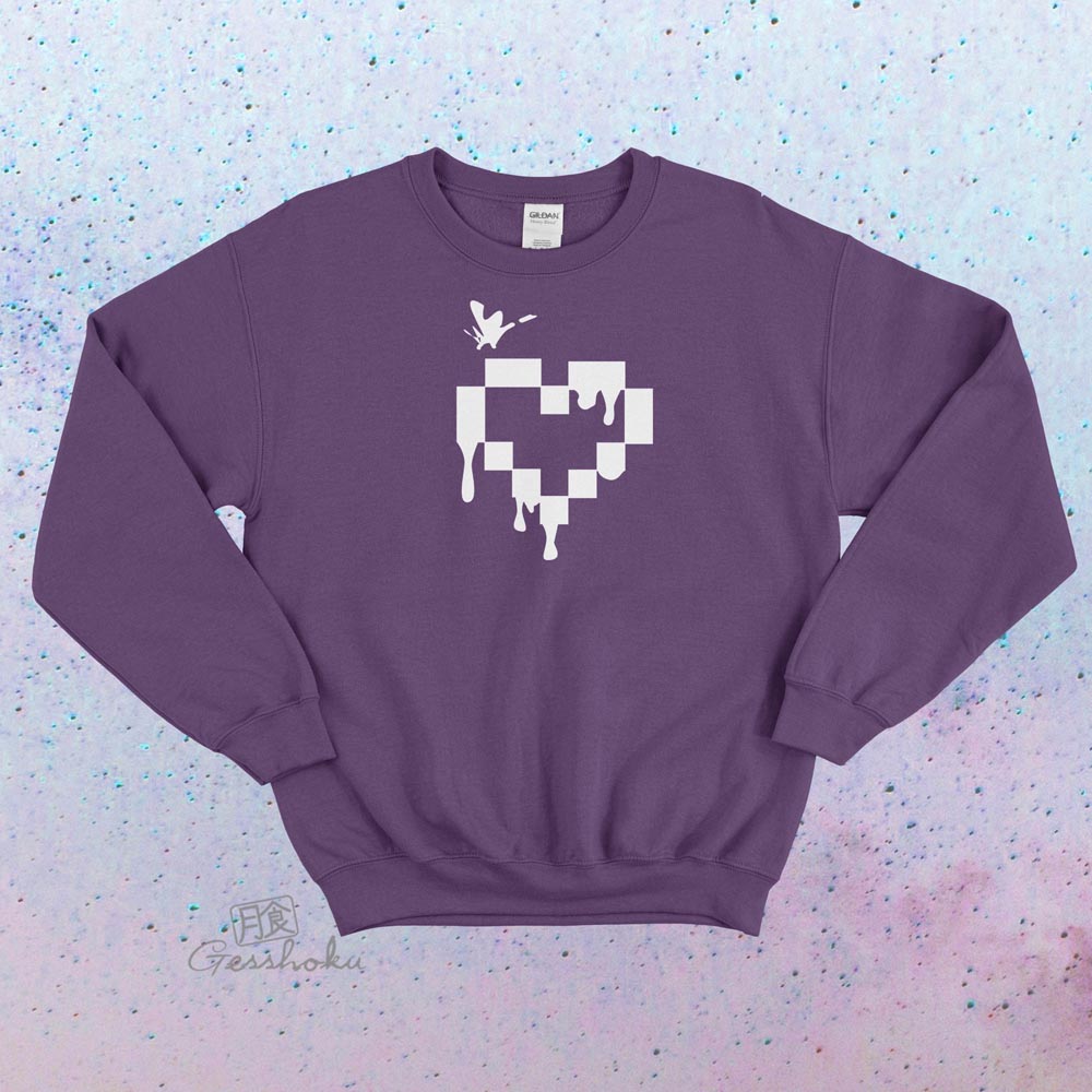 Pixel Drops Heart Crewneck Sweatshirt - Purple