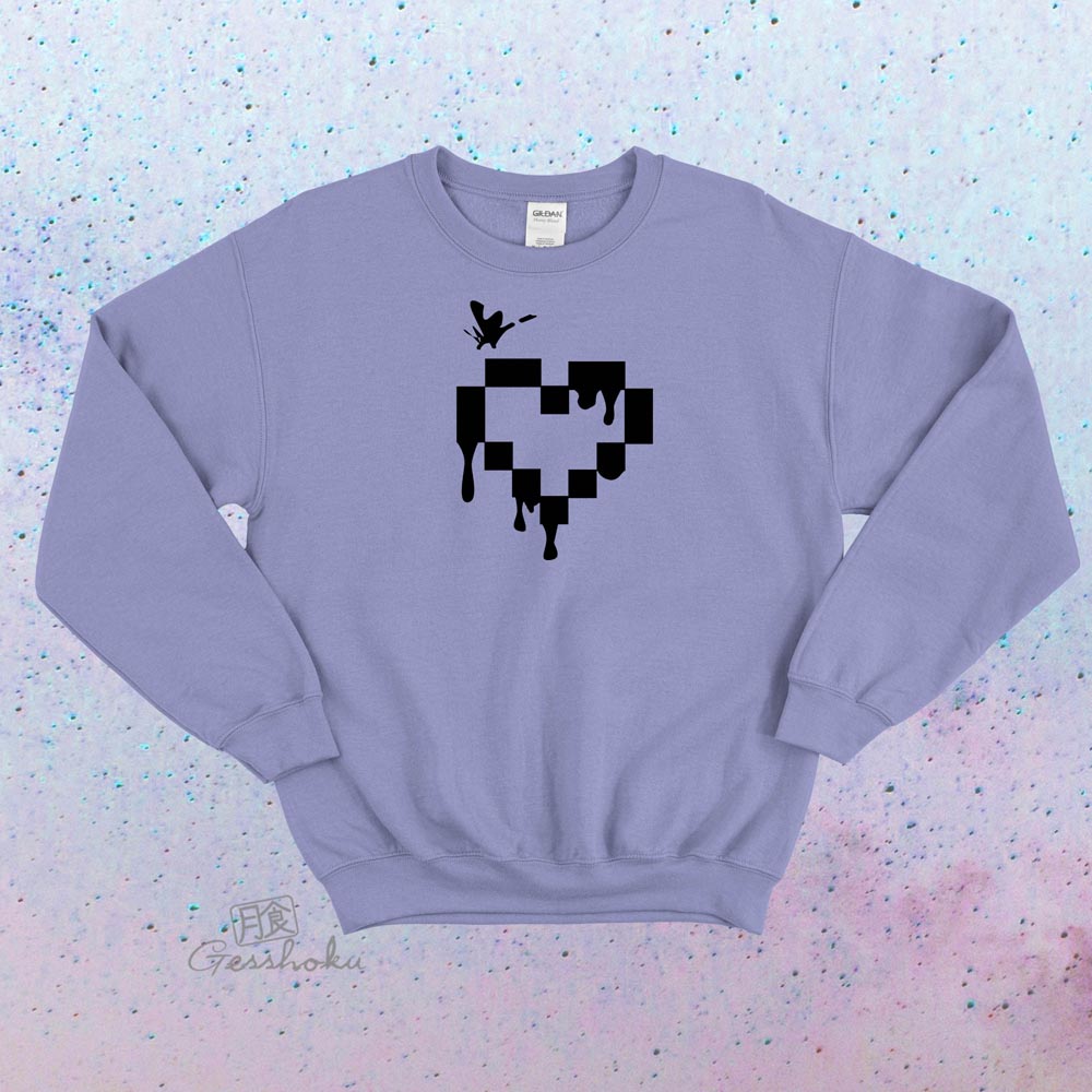 Pixel Drops Heart Crewneck Sweatshirt - Violet