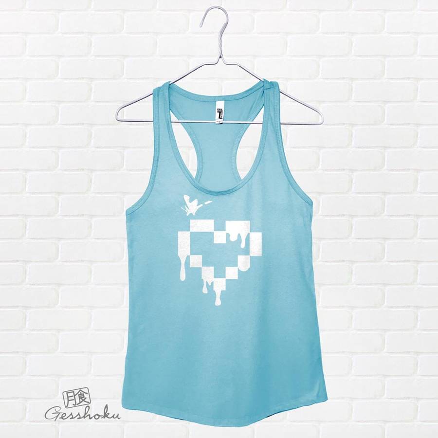 Pixel Drops Heart Flowy Tank Top - Light Blue