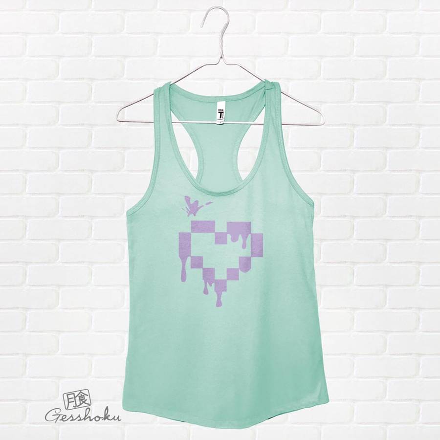 Pixel Drops Heart Flowy Tank Top - Mint