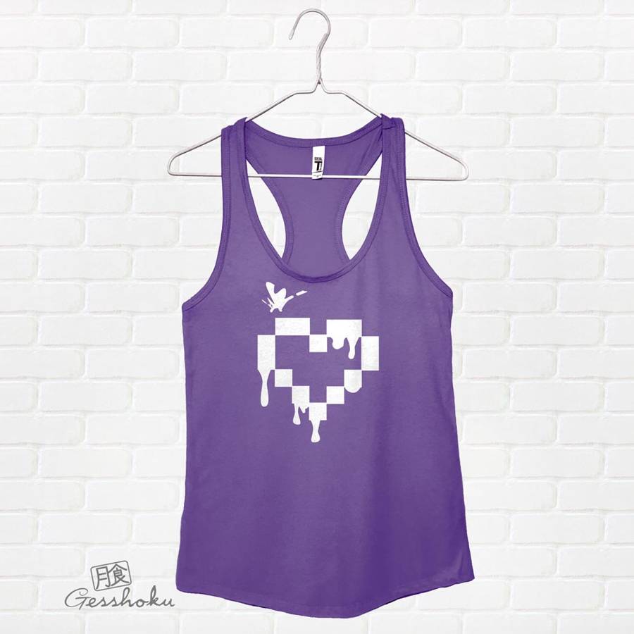 Pixel Drops Heart Flowy Tank Top - Purple