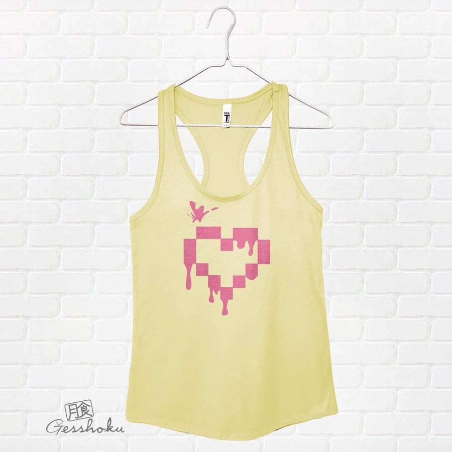 Pixel Drops Heart Flowy Tank Top - Yellow