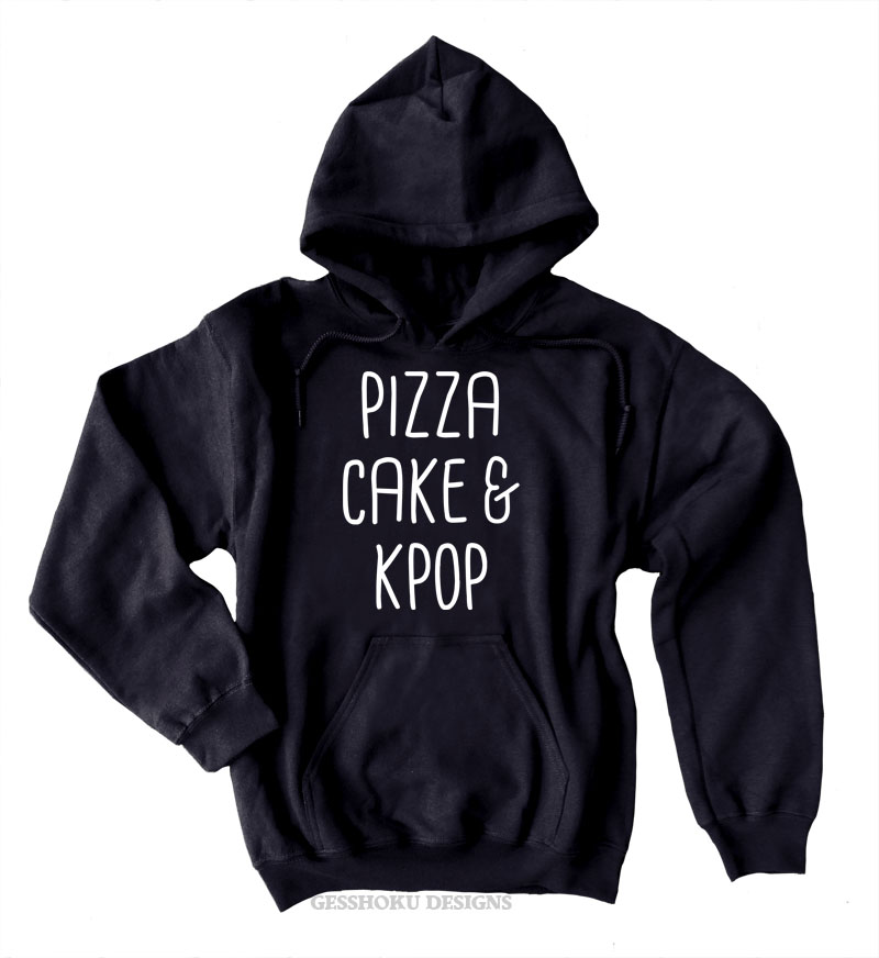 Pizza Cake & KPOP Pullover Hoodie - Black