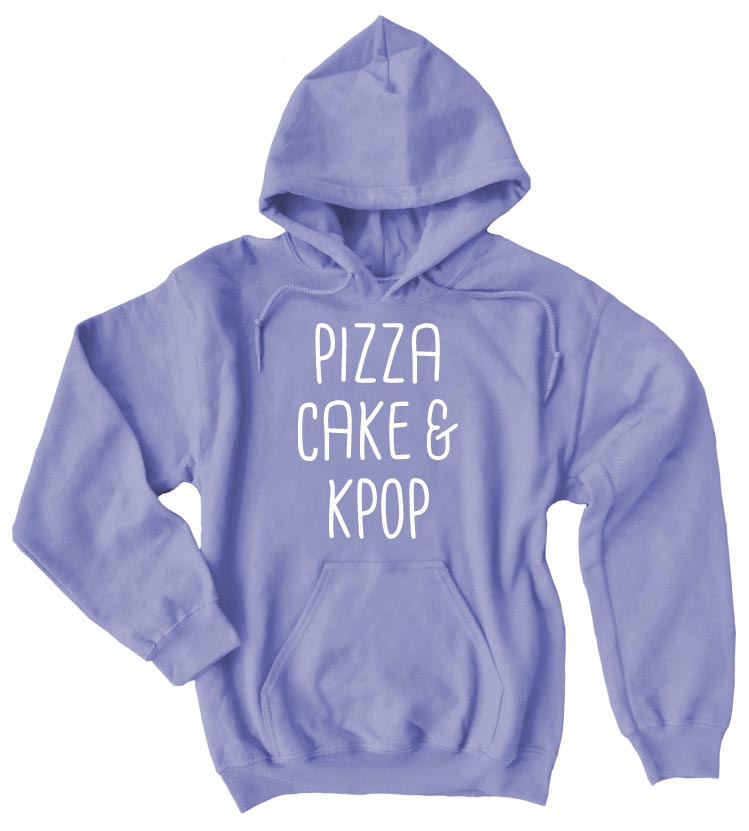 Pizza Cake & KPOP Pullover Hoodie - Violet