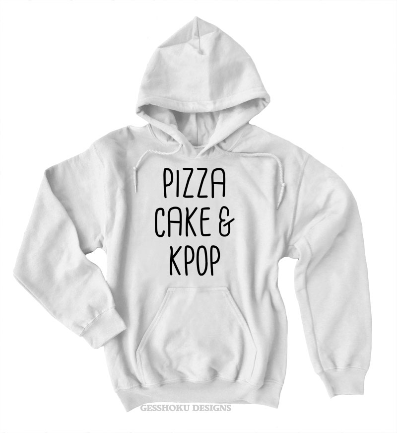 Pizza Cake & KPOP Pullover Hoodie - White