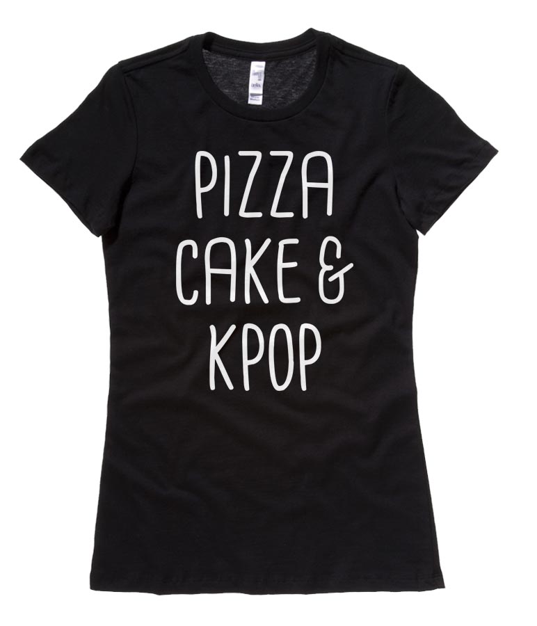 Pizza Cake & KPOP Ladies T-shirt - Black