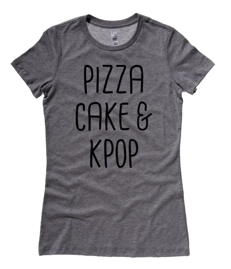 Pizza Cake & KPOP Ladies T-shirt - Deep Heather Grey