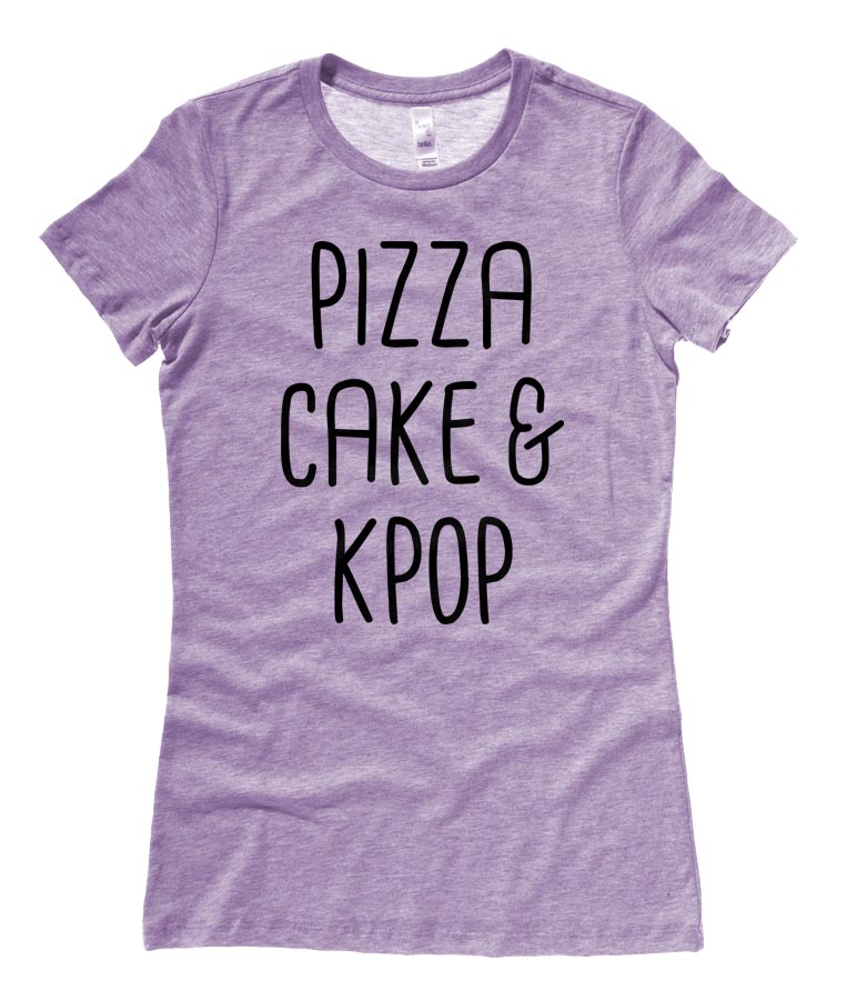 Pizza Cake & KPOP Ladies T-shirt - Heather Purple