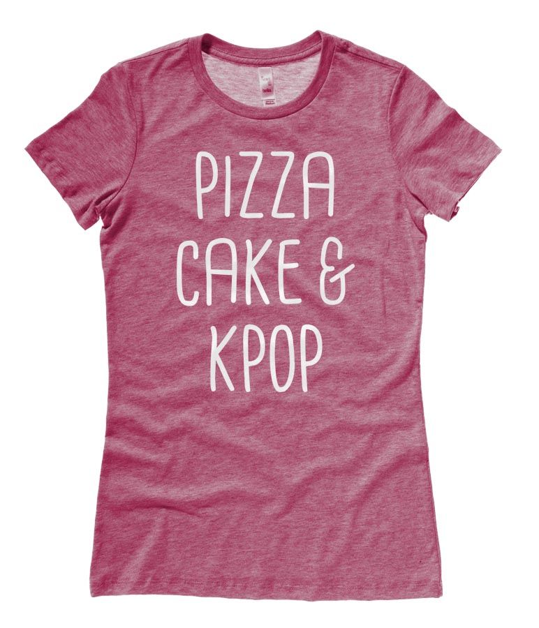 Pizza Cake & KPOP Ladies T-shirt - Heather Raspberry