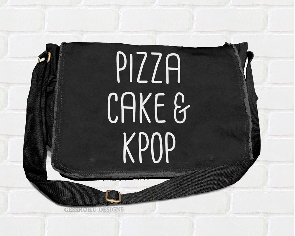 Pizza Cake & KPOP Messenger Bag - Black