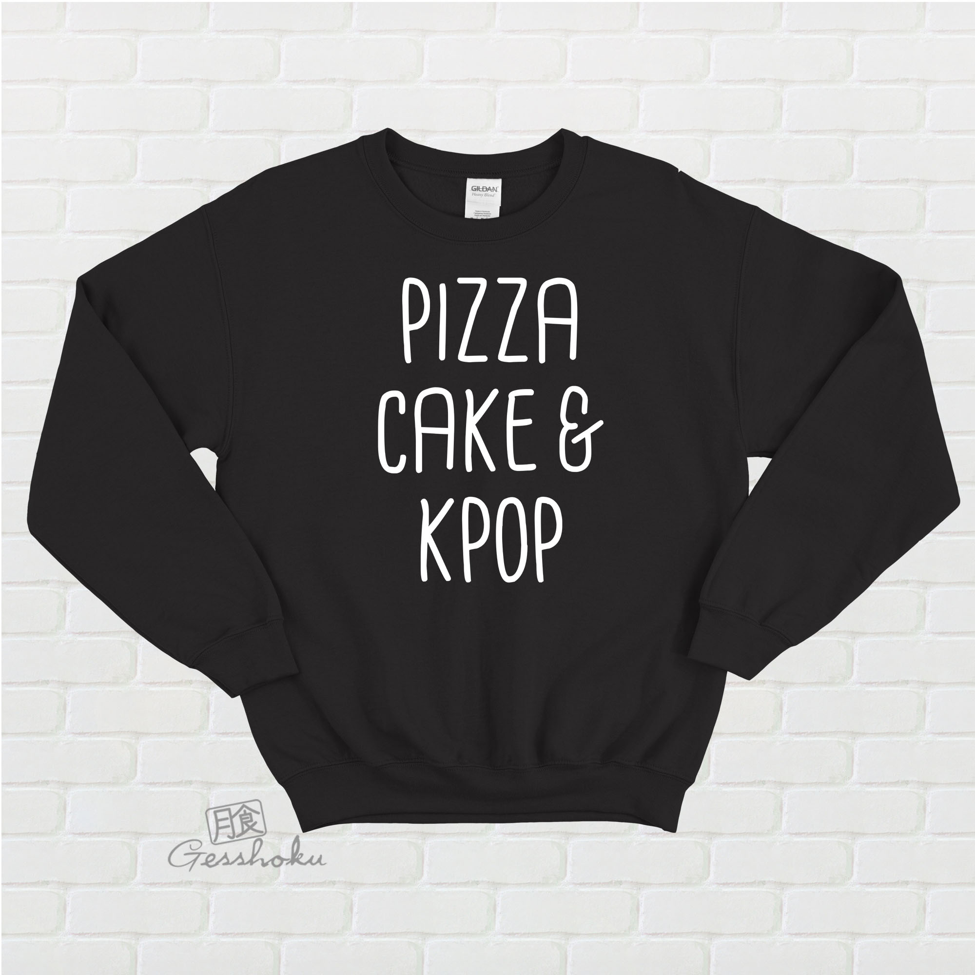 Pizza Cake & KPOP Crewneck Sweatshirt - Black