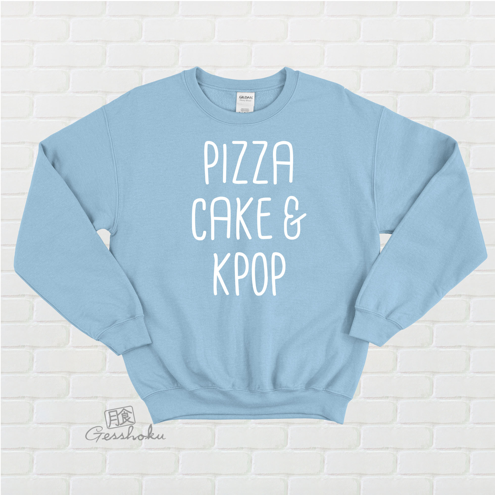 Pizza Cake & KPOP Crewneck Sweatshirt - Light Blue