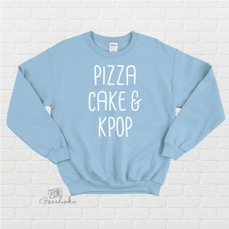 Pizza Cake & KPOP Crewneck Sweatshirt - Light Blue