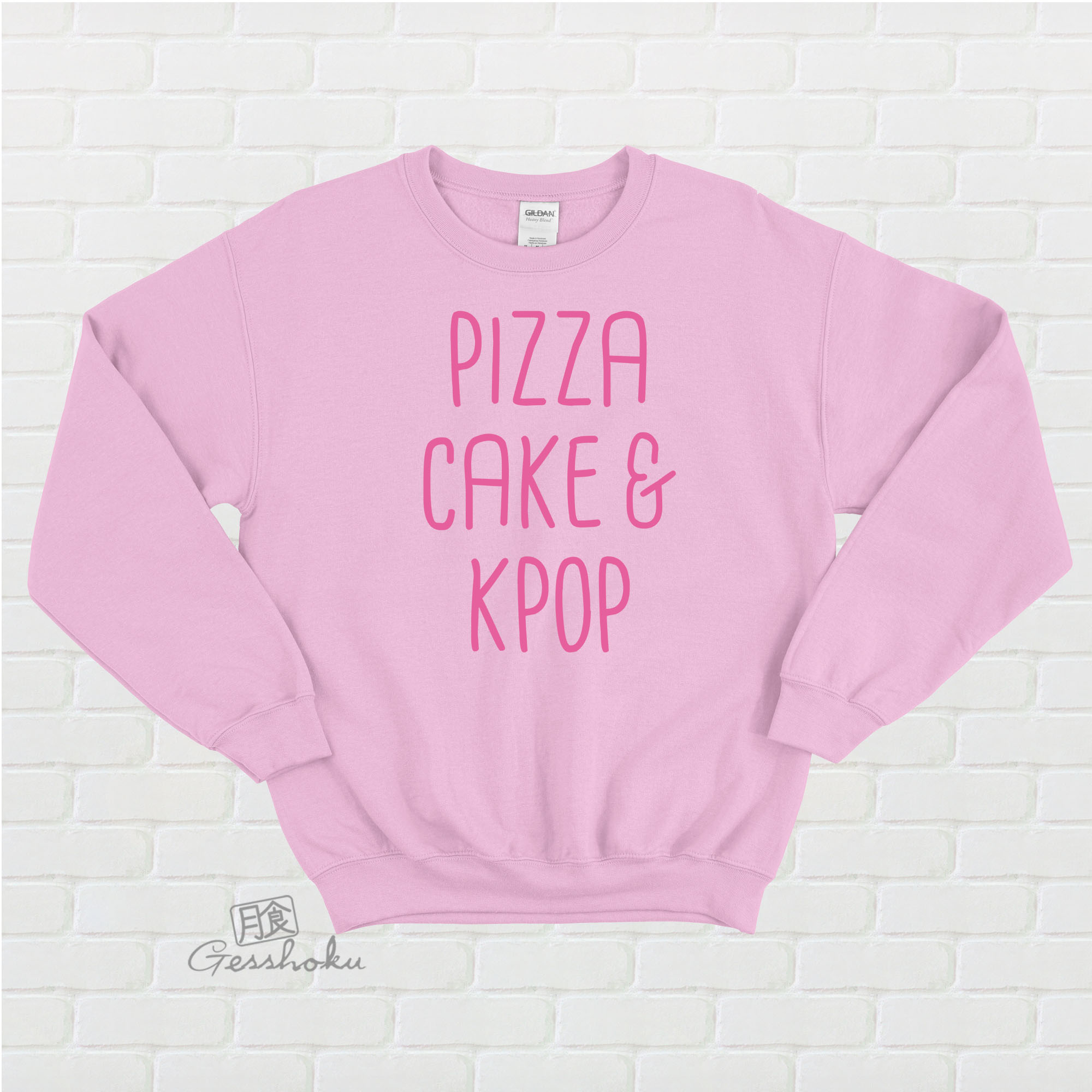 Pizza Cake & KPOP Crewneck Sweatshirt - Light Pink