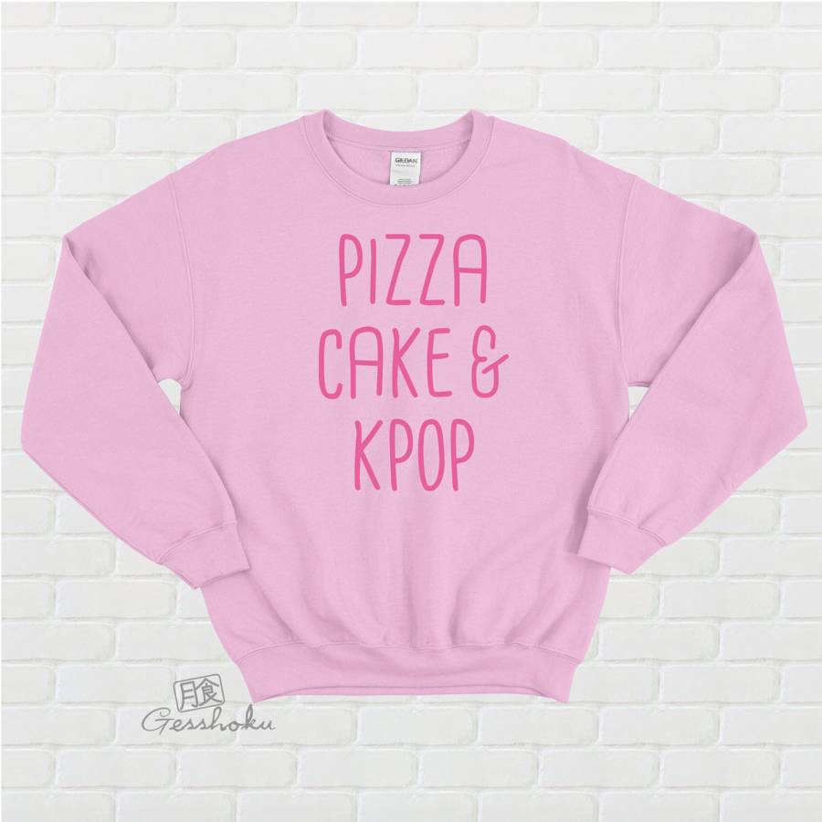 Pizza Cake & KPOP Crewneck Sweatshirt - Light Pink