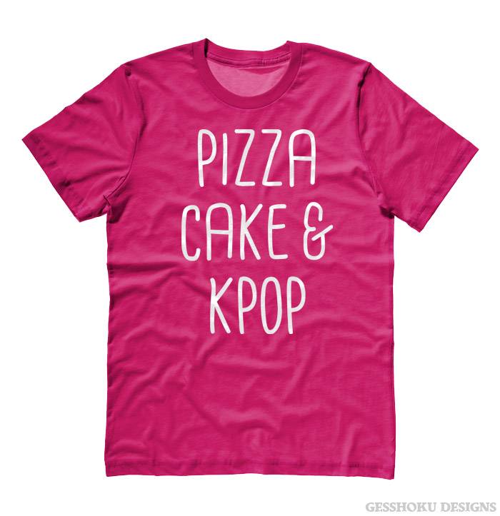 Pizza Cake & KPOP T-shirt - Hot Pink