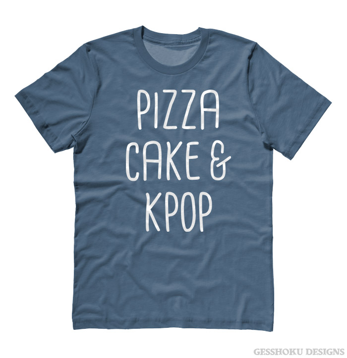 Pizza Cake & KPOP T-shirt - Stone Blue