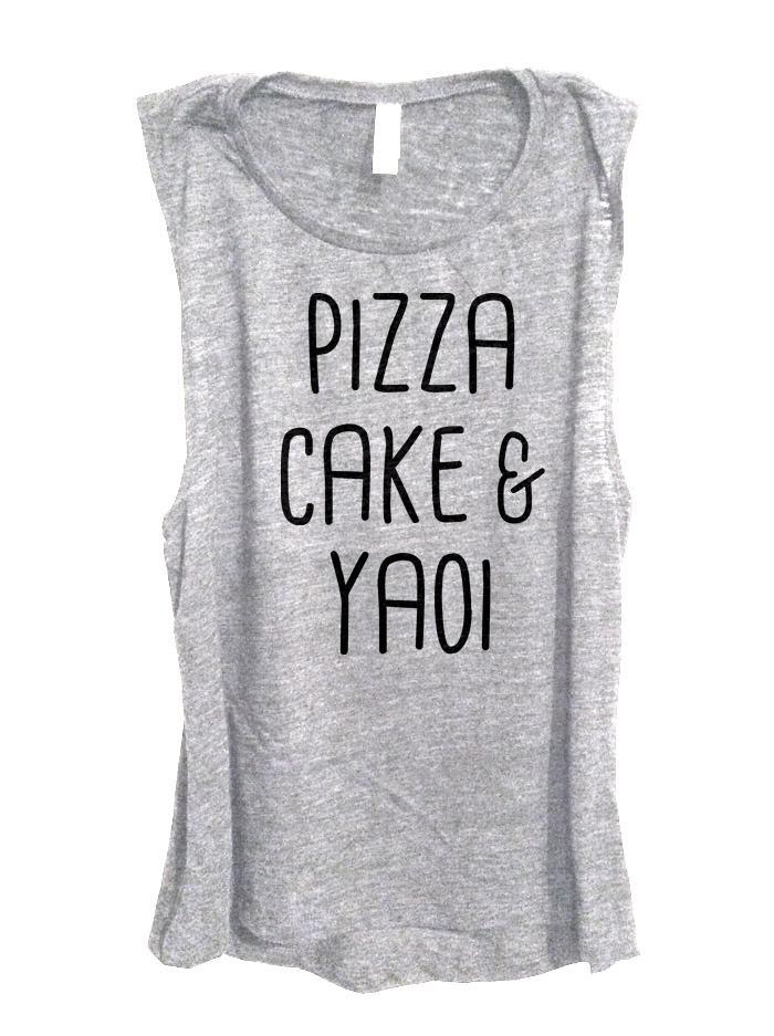 Pizza Cake & Yaoi Sleeveless Top - Light Grey