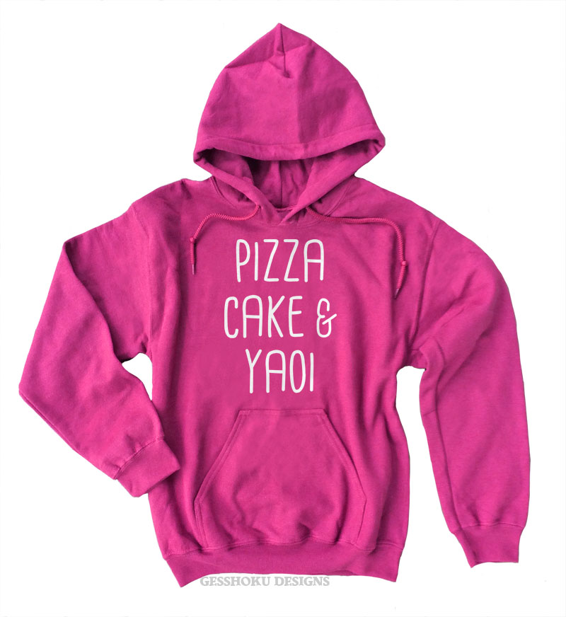 Pizza Cake & YAOI Pullover Hoodie - Hot Pink