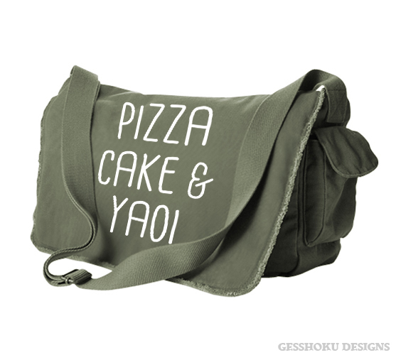 Pizza Cake & YAOI Messenger Bag - Khaki Green