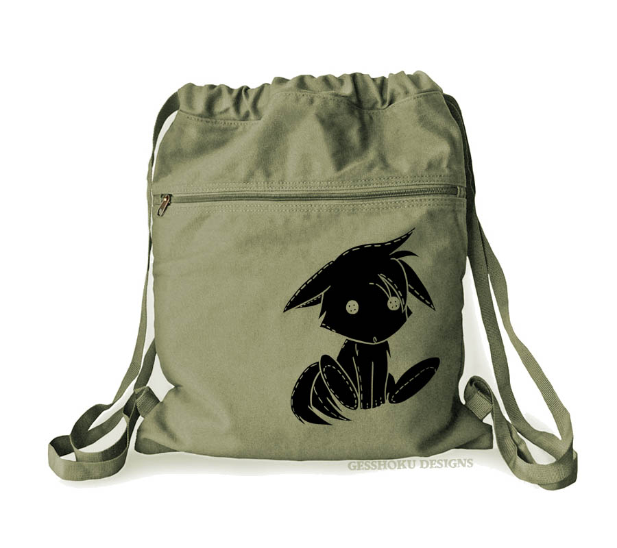 Plush Kitsune Cinch Backpack - Khaki Green